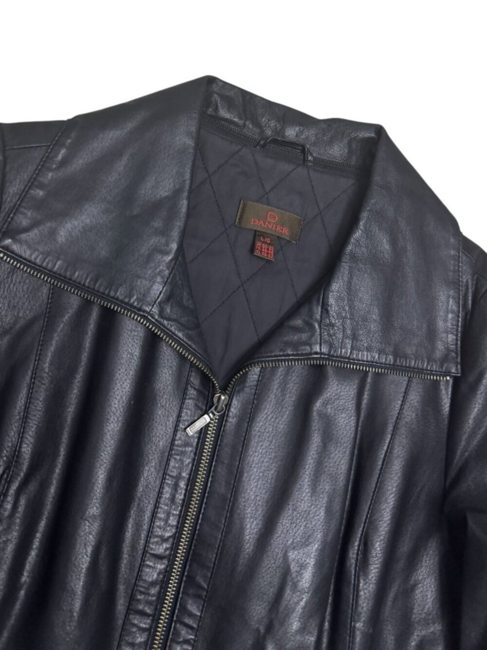DANIER LEATHER Vintage Y2K Business Casual Black Trench Jacket Coat Womens Large - Picture 3 of 5